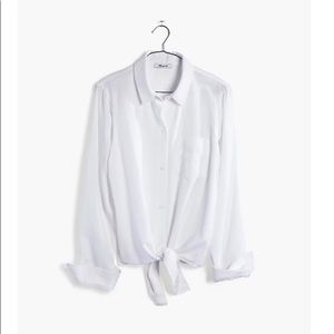 Madewell — White Linen Tie-Front Shirt